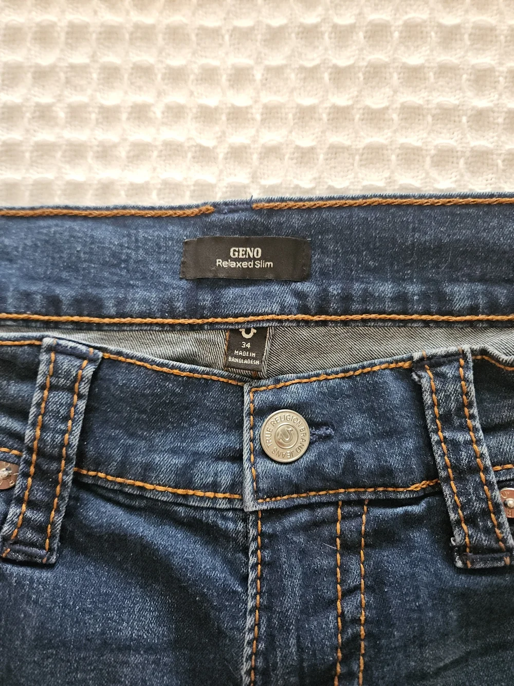 True Religion Men's Geno Slim Fit Straight Jeans, Flap Pocket, Size 34